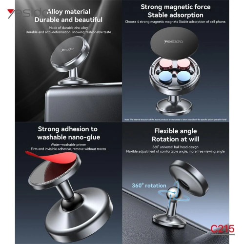 يسيدو ستانج جوال للسيارة هاتف مغناطيسي صغير ودوران 360 درجة - C215