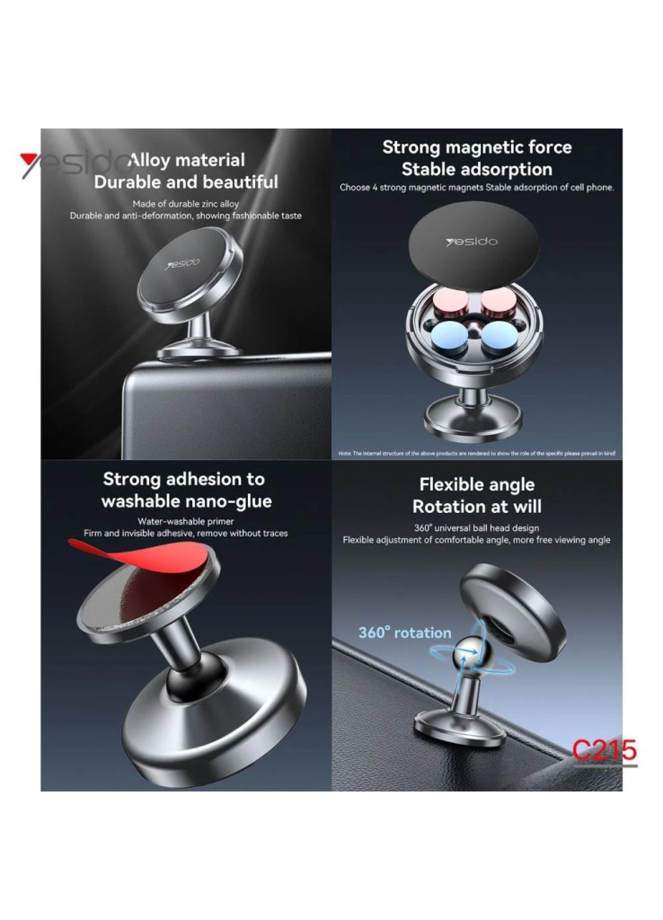يسيدو ستانج جوال للسيارة هاتف مغناطيسي صغير ودوران 360 درجة - C215 يسيدو ستانج جوال للسيارة هاتف مغناطيسي صغير ودوران 360 درجة - C215