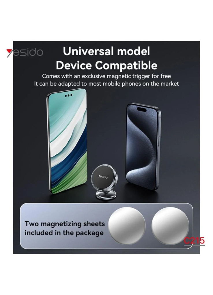 يسيدو ستانج جوال للسيارة هاتف مغناطيسي صغير ودوران 360 درجة - C215 يسيدو ستانج جوال للسيارة هاتف مغناطيسي صغير ودوران 360 درجة - C215