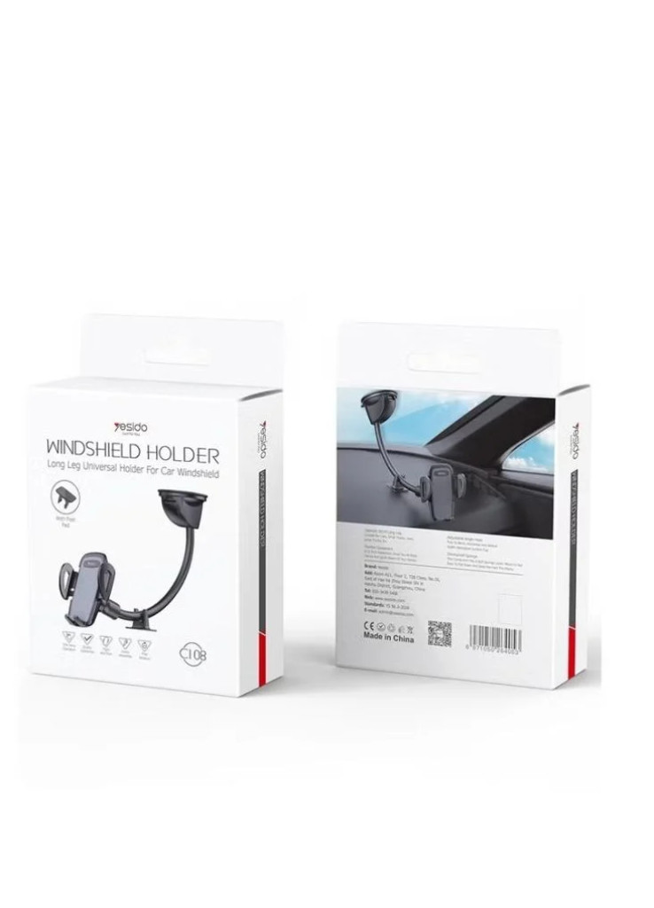حامل الهاتف بملصق شفط زجاج السيارة Yesido C108 بزاوية دوران 360 درجة (أسود) حامل الهاتف بملصق شفط زجاج السيارة Yesido C108 بزاوية دوران 360 درجة (أسود)