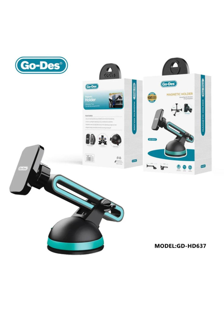 حامل هاتف مغناطيسي 2 في 1 من Go-Des مزود بذراع تلسكوبي، يُثبت على لوحة القيادة والزجاج الأمامي وفتحة التهوية، قابل للدوران 360 درجة حامل هاتف مغناطيسي 2 في 1 من Go-Des مزود بذراع تلسكوبي، يُثبت على لوحة القيادة والزجاج الأمامي وفتحة التهوية، قابل للدوران 360 درجة