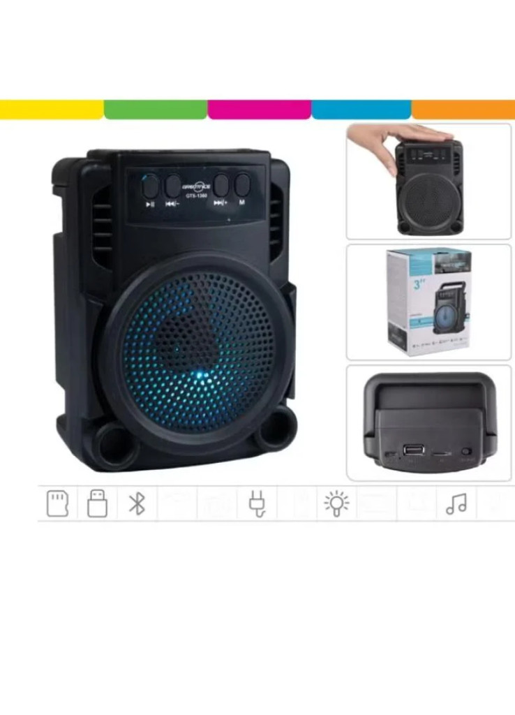 مكبر صوت بلوتوث لاسلكي محمول GTS-1360 يدعم USB وبطاقة Micro SD
