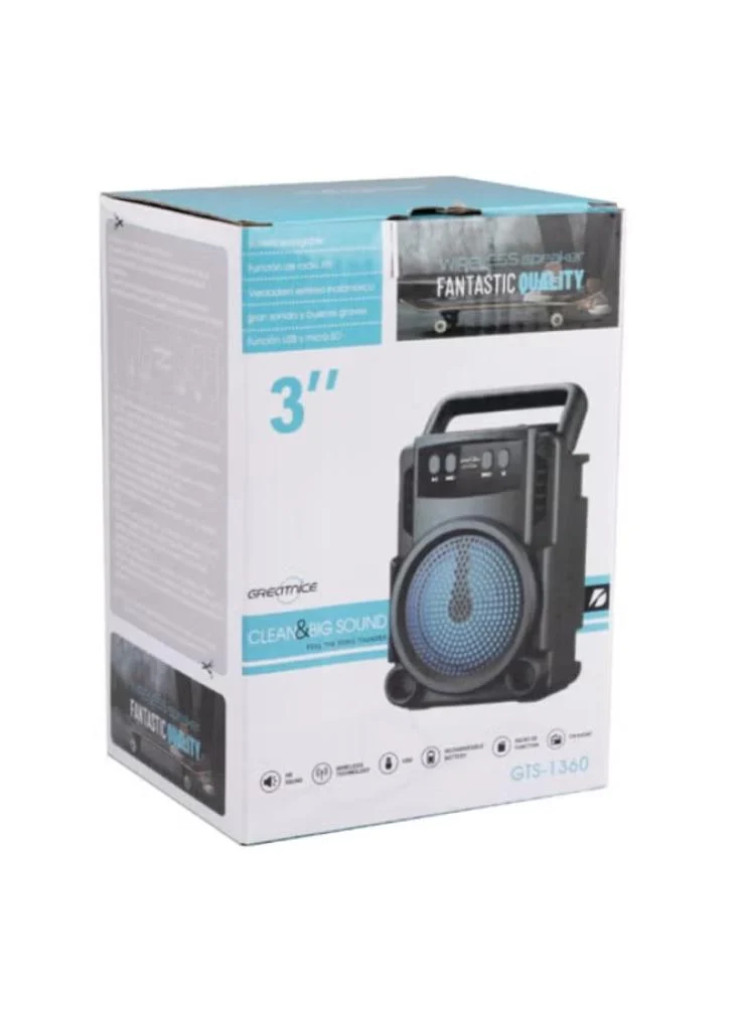 مكبر صوت بلوتوث لاسلكي محمول GTS-1360 يدعم USB وبطاقة Micro SD