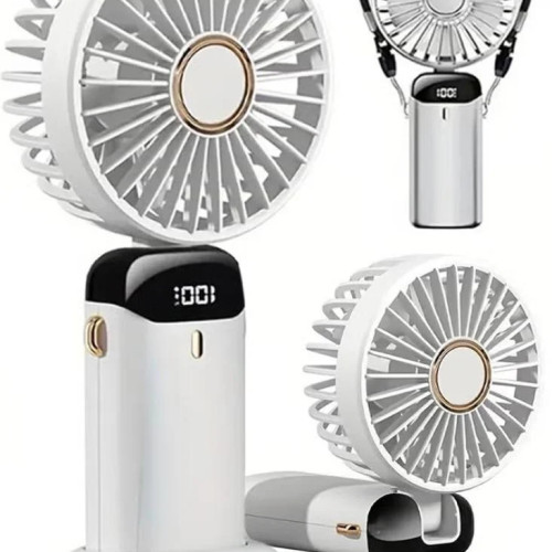 مروحة  لونها اخضر يدوية محمولة | قابلة لإعادة الشحن