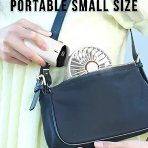 مروحة  لونها اخضر يدوية محمولة | قابلة لإعادة الشحن