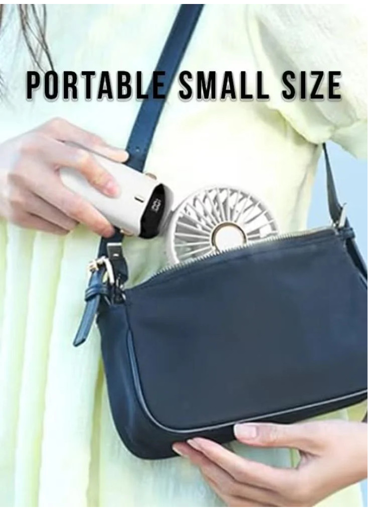 مروحة  لونها اخضر يدوية محمولة | قابلة لإعادة الشحن