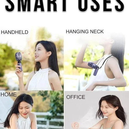 مروحة  لونها اخضر يدوية محمولة | قابلة لإعادة الشحن