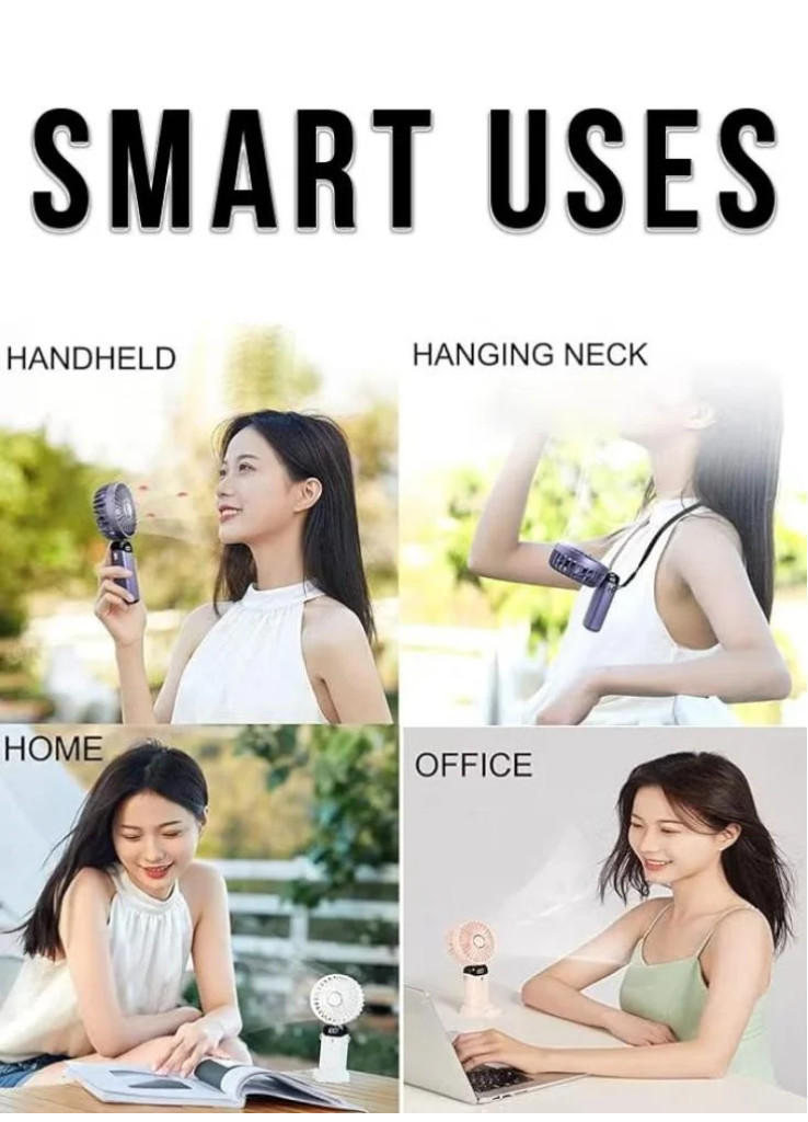 مروحة  لونها اخضر يدوية محمولة | قابلة لإعادة الشحن