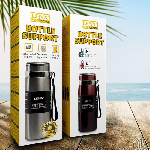 زجاجة مياه معزولة بتفريغ الهواء من فولاذ غير قابل للصدأ 800 مل، قارورة مزدوجة الجدار مع مصفاة شاي ساخن وبارد للسفر، مانعة للتسرب خالية من BPA للمكتب وصالة الرياضة للاستخدام الخارجي من دينكس DX2055 لون ذهبي زجاجة مياه معزولة بتفريغ الهواء من فولاذ غير قابل للصدأ 800 مل، قارورة مزدوجة الجدار مع مصفاة شاي ساخن وبارد للسفر، مانعة للتسرب خالية من BPA للمكتب وصالة الرياضة للاستخدام الخارجي من دينكس DX2055 لون ذهبي