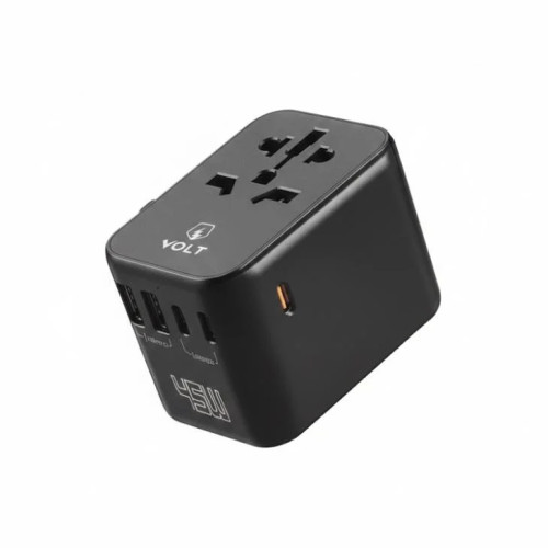 محول السفر العالمي VOLT بقوة 45 واط - شحن سريع ومنافذ متعددة لجميع الدول محول السفر العالمي VOLT بقوة 45 واط - شحن سريع ومنافذ متعددة لجميع الدول