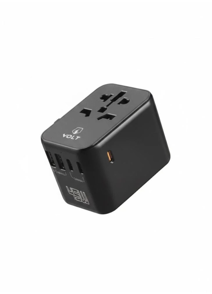 محول السفر العالمي VOLT بقوة 45 واط - شحن سريع ومنافذ متعددة لجميع الدول محول السفر العالمي VOLT بقوة 45 واط - شحن سريع ومنافذ متعددة لجميع الدول