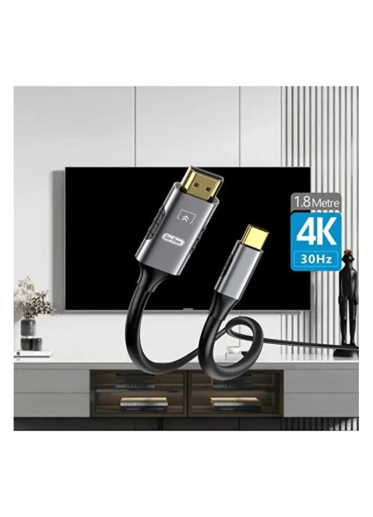 Go-Des كابل GD-HM813 من تايب سي إلى HDTV يدعم دقة 4K بمعدل 30 هرتز بطول 1.8 متر Go-Des كابل GD-HM813 من تايب سي إلى HDTV يدعم دقة 4K بمعدل 30 هرتز بطول 1.8 متر