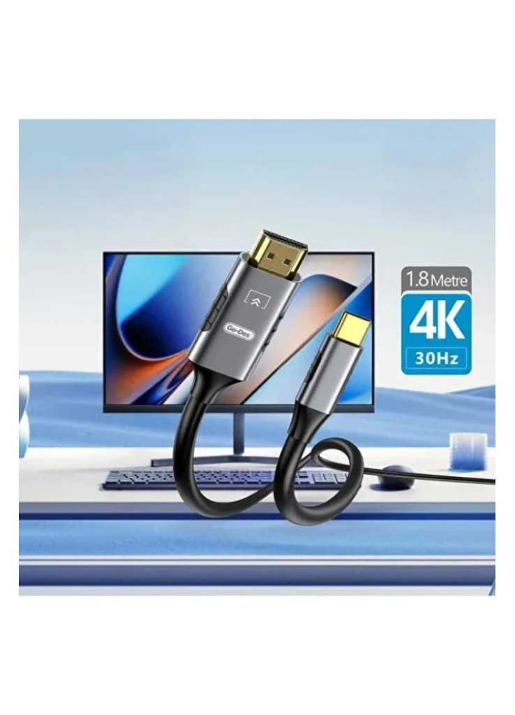 Go-Des كابل GD-HM813 من تايب سي إلى HDTV يدعم دقة 4K بمعدل 30 هرتز بطول 1.8 متر Go-Des كابل GD-HM813 من تايب سي إلى HDTV يدعم دقة 4K بمعدل 30 هرتز بطول 1.8 متر