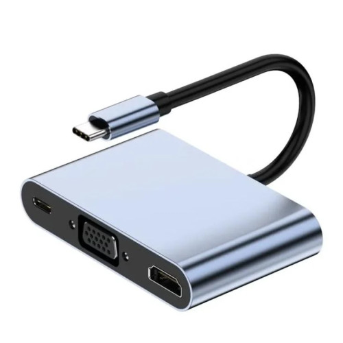 محول Chappeline HD01 Type-C 5 في 1 صوت + USB + PD - فضي