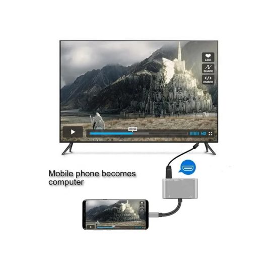 محول Chappeline HD01 Type-C 5 في 1 صوت + USB + PD - فضي محول Chappeline HD01 Type-C 5 في 1 صوت + USB + PD - فضي