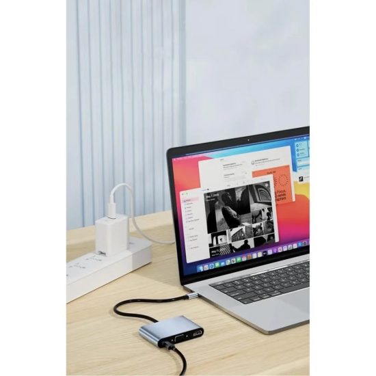 محول Chappeline HD01 Type-C 5 في 1 صوت + USB + PD - فضي محول Chappeline HD01 Type-C 5 في 1 صوت + USB + PD - فضي