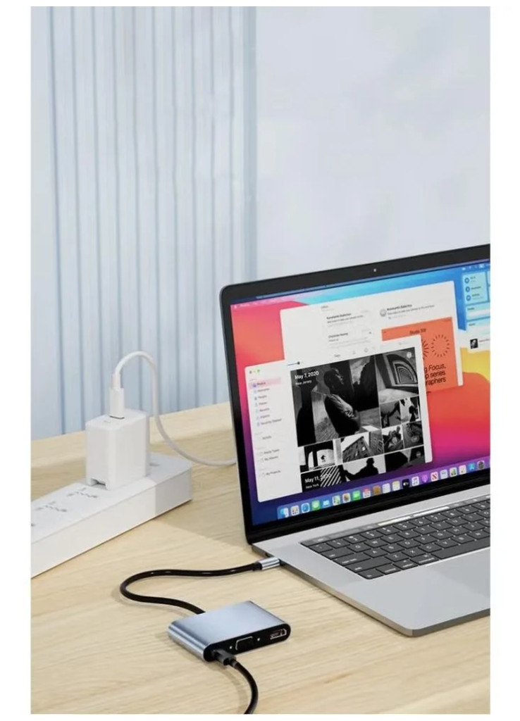 محول Chappeline HD01 Type-C 5 في 1 صوت + USB + PD - فضي محول Chappeline HD01 Type-C 5 في 1 صوت + USB + PD - فضي