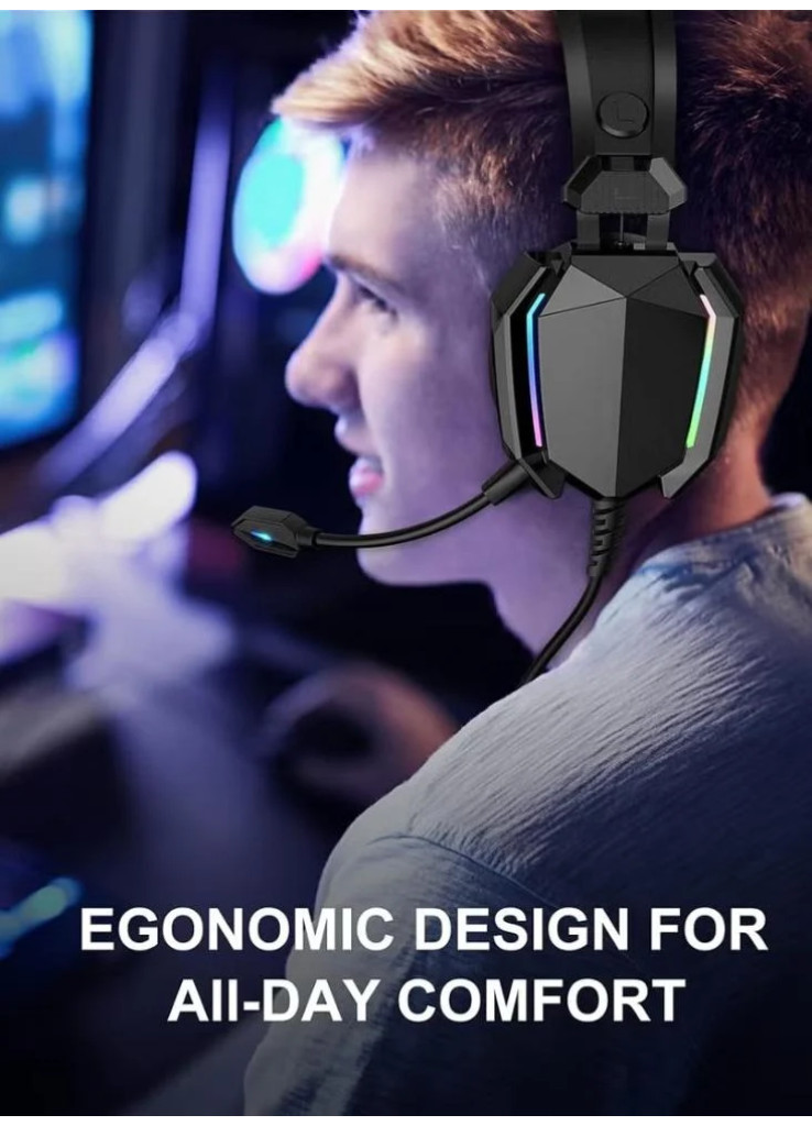 سماعة ألعاب CHAPPELINE A32 بتقنية البلوتوث، بطارية تدوم 50 ساعة مع شحن سريع، وإضاءة LED رائعة لسويتش، كمبيوتر محمول، موبايل، ماك، تردد 20 هرتز - الأسود