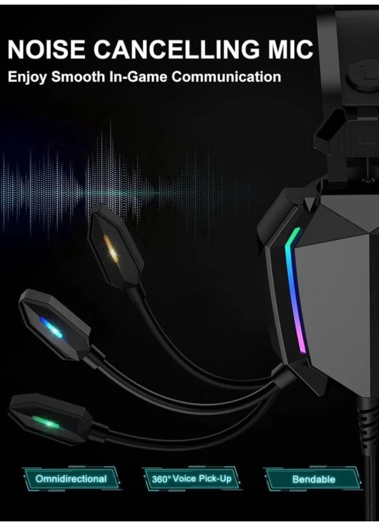 سماعة ألعاب CHAPPELINE A32 بتقنية البلوتوث، بطارية تدوم 50 ساعة مع شحن سريع، وإضاءة LED رائعة لسويتش، كمبيوتر محمول، موبايل، ماك، تردد 20 هرتز - الأسود