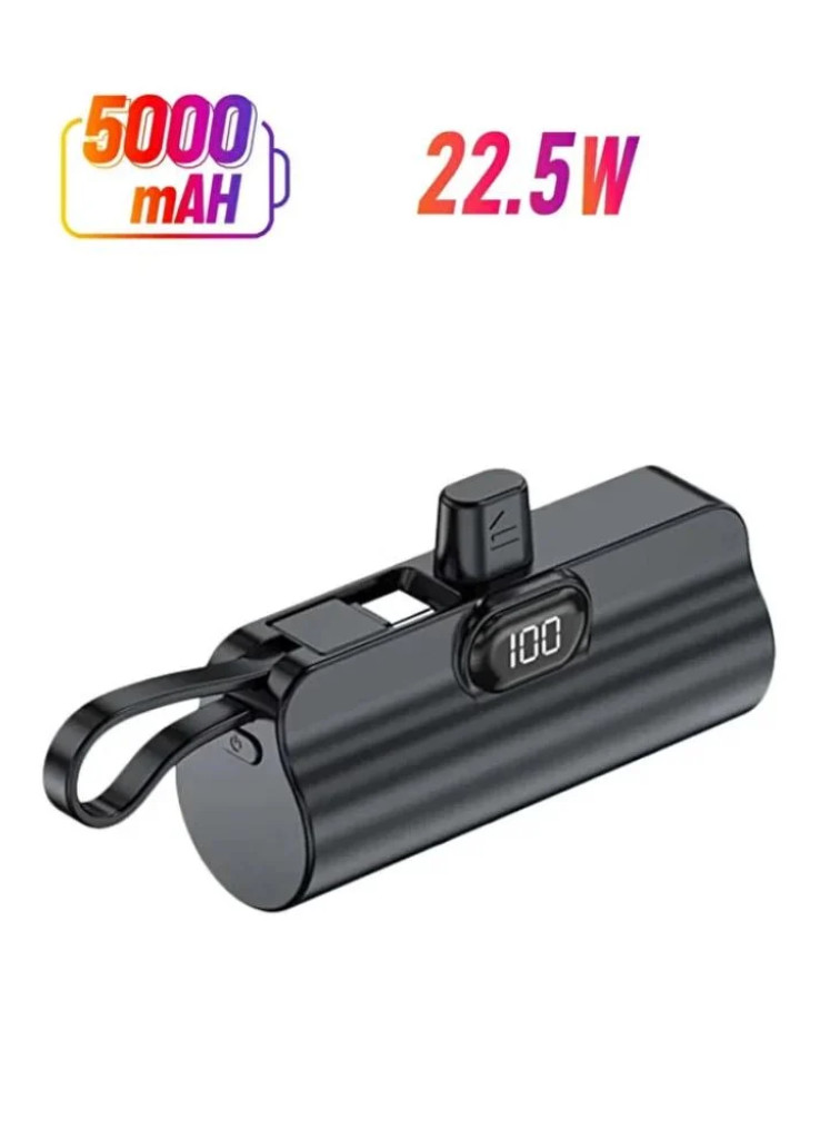 Denx شاحن باور بانك صغير مع منافذ متعددة يدعم الشحن السريع لون اسود | 5000 مللي أمبير | DX412 Denx شاحن باور بانك صغير مع منافذ متعددة يدعم الشحن السريع لون اسود | 5000 مللي أمبير | DX412