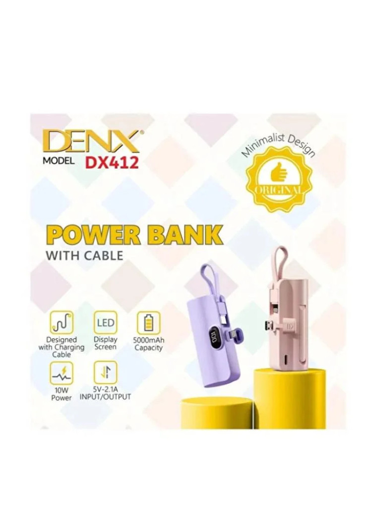 Denx شاحن باور بانك صغير مع منافذ متعددة يدعم الشحن السريع لون اسود | 5000 مللي أمبير | DX412 Denx شاحن باور بانك صغير مع منافذ متعددة يدعم الشحن السريع لون اسود | 5000 مللي أمبير | DX412