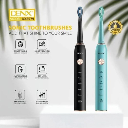 فرشاة أسنان كهربائية سونيك من دنكس DX2579 - 5 أوضاع، عمر بطارية طويل، مقاومة للماء