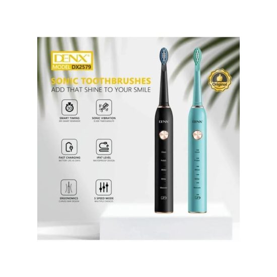 فرشاة أسنان كهربائية سونيك من دنكس DX2579 - 5 أوضاع، عمر بطارية طويل، مقاومة للماء