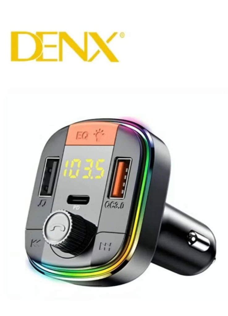 شاحن سيارة و مشغل بلوتوث بـ 3 منافذ PD USB متوافق مع معظم الهواتف الذكية باللون اسود denx dx1806 شاحن سيارة و مشغل بلوتوث بـ 3 منافذ PD USB متوافق مع معظم الهواتف الذكية باللون اسود denx dx1806
