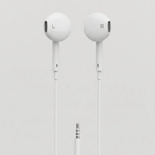 سماعة أذن سلكية  شركه فولت الاصليه (Aux) بمنفذ 3.5mm مع ميكروفون - أبيض.