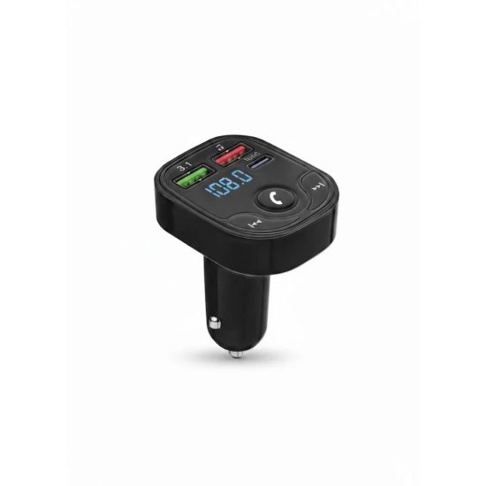 مشغل MP3 للسيارة POWERMAX MX109 - بلوتوث مع شاحن سريع 3.1A وإضاءة LED.