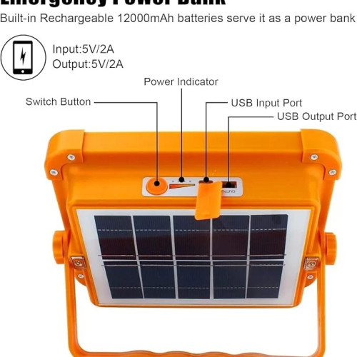 مصباح LED محمول يعمل بالطاقة الشمسية بقدرة 400 واط، مصباح تخييم بـ 5 اوضاع مع منفذ شحن USB، مصباح طوارئ للعمل في الاماكن المغلقة والمفتوحة، مصباح كشاف محمول بتصنيف IP66 لتصليح السيارات والمراب مصباح LED محمول يعمل بالطاقة الشمسية بقدرة 400 واط، مصباح تخييم بـ 5 اوضاع مع منفذ شحن USB، مصباح طوارئ للعمل في الاماكن المغلقة والمفتوحة، مصباح كشاف محمول بتصنيف IP66 لتصليح السيارات والمراب