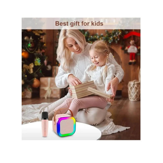 مكبر صوت بلوتوث محمول مع ميكروفون لاسلكي، يُعرف K12 Mini Karaoke Speaker. مكبر صوت بلوتوث محمول مع ميكروفون لاسلكي، يُعرف K12 Mini Karaoke Speaker.