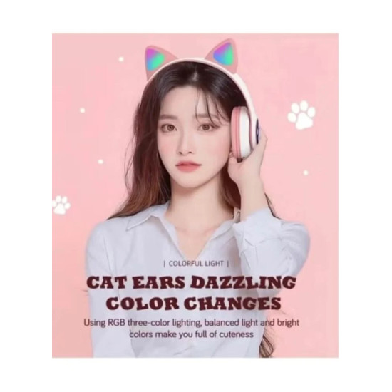 سماعة رأس STN-28 لاسلكية قابلة للطيّ بتصميم مضيء على شكل قطة سماعة رأس STN-28 لاسلكية قابلة للطيّ بتصميم مضيء على شكل قطة