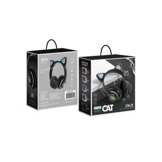 سماعة رأس STN-28 لاسلكية قابلة للطيّ بتصميم مضيء على شكل قطة سماعة رأس STN-28 لاسلكية قابلة للطيّ بتصميم مضيء على شكل قطة