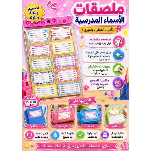   استكر أسماء برواز ملون