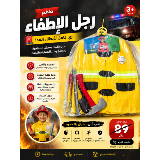 طقم لبس رجل الإطفاء للأطفال طقم لبس رجل الإطفاء للأطفال