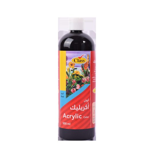 كلاس ألوان أكريليك - أسود – مثالي للتلوين والرسم والأعمال اليدوية في المدرسة أو المنزل - طقم من 6 قطعة