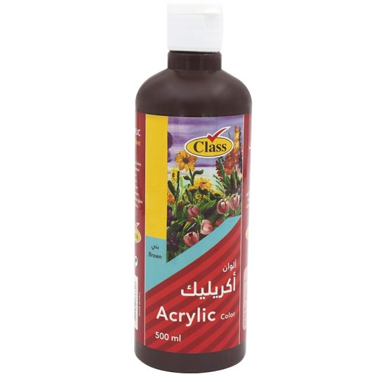 كلاس ألوان أكريليك - بني – مثالي للتلوين والرسم والأعمال اليدوية في المدرسة أو المنزل - طقم من 6 قطعة