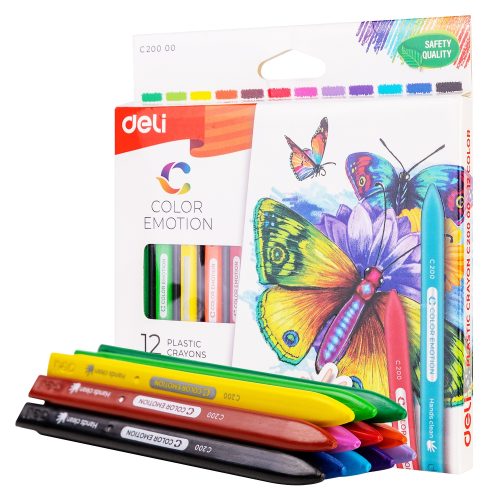 ديلي طقم ألوان شمعية - 12 لون، بلاستيك – مثالي لتلوين الأطفال الصغار وحصص الفنون واللعب الإبداعي - طقم من 24 قطعة