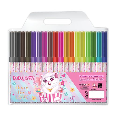 لولو كاتي طقم أقلام ماركر - 18 ألوان – مثالي للملاحظات المدرسية وأعمال المكتب والكتابة اليومية - طقم من 12 قطعة