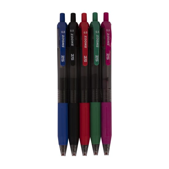سموز قلم جل - سن 0.5 ملم، 5 ألوان – مثالي للملاحظات المدرسية وأعمال المكتب والكتابة اليومية