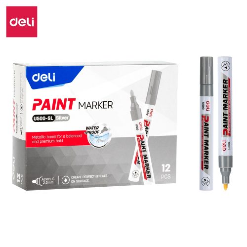 ديلي طقم أقلام ماركر - فضي – مثالي للملاحظات المدرسية وأعمال المكتب والكتابة اليومية - طقم من 12 قطعة