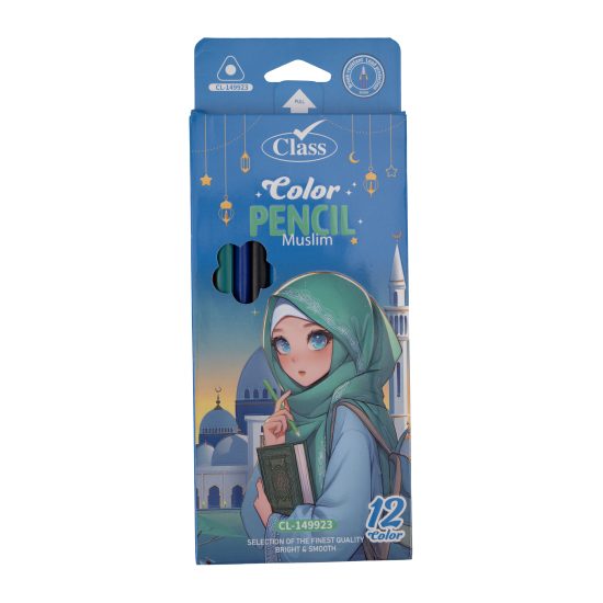 كلاس طقم أقلام تلوين خشبية - 12 ألوان – مثالي للملاحظات المدرسية وأعمال المكتب والكتابة اليومية - طقم من 3 قطعة