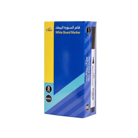كلاس قلم سبورة - أسود – مثالي للملاحظات المدرسية وأعمال المكتب والكتابة اليومية - طقم من 8 قطعة