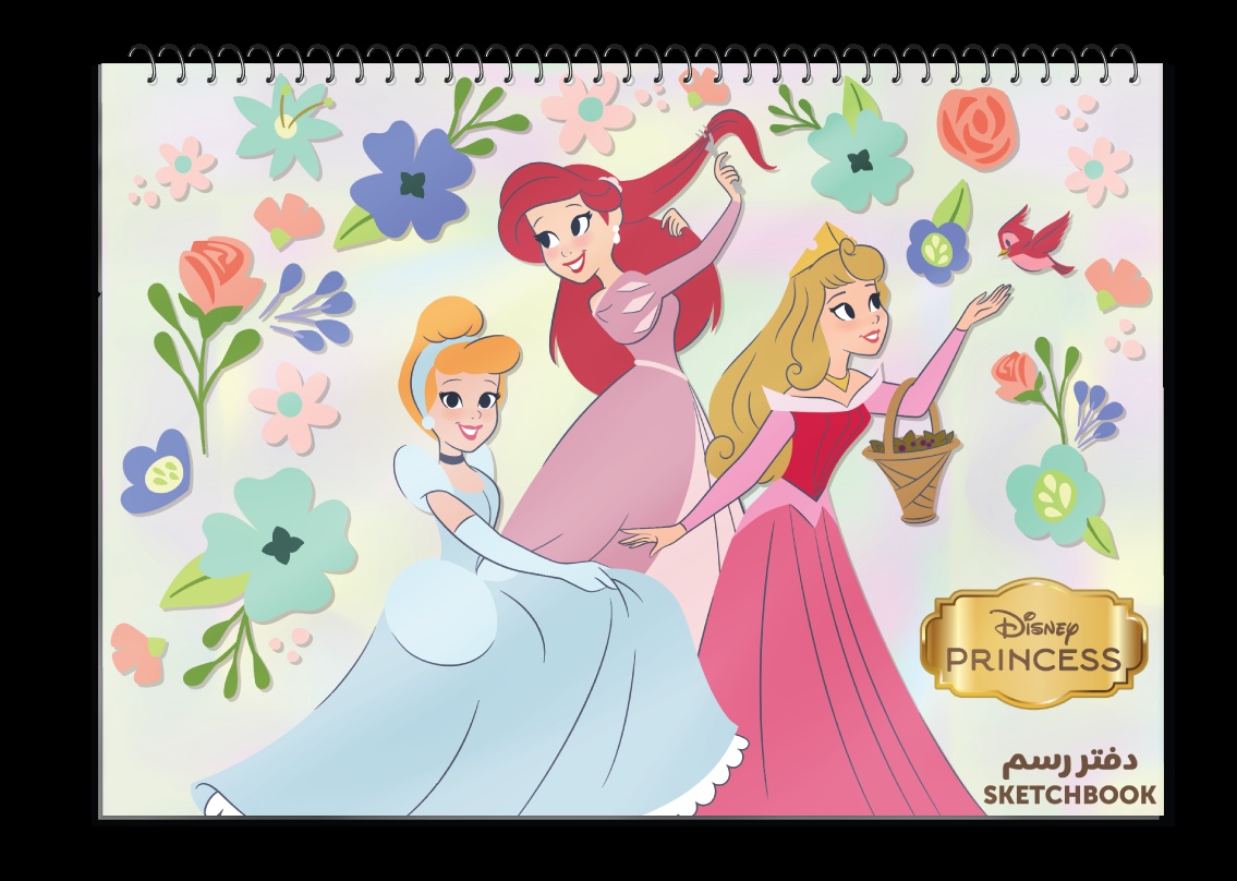 الاميرات دفتر رسم – مثالي للملاحظات المدرسية وكتابة اليوميات والرسم وأعمال المكتب - طقم من 12 قطعة