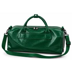 Green leather duffle bag