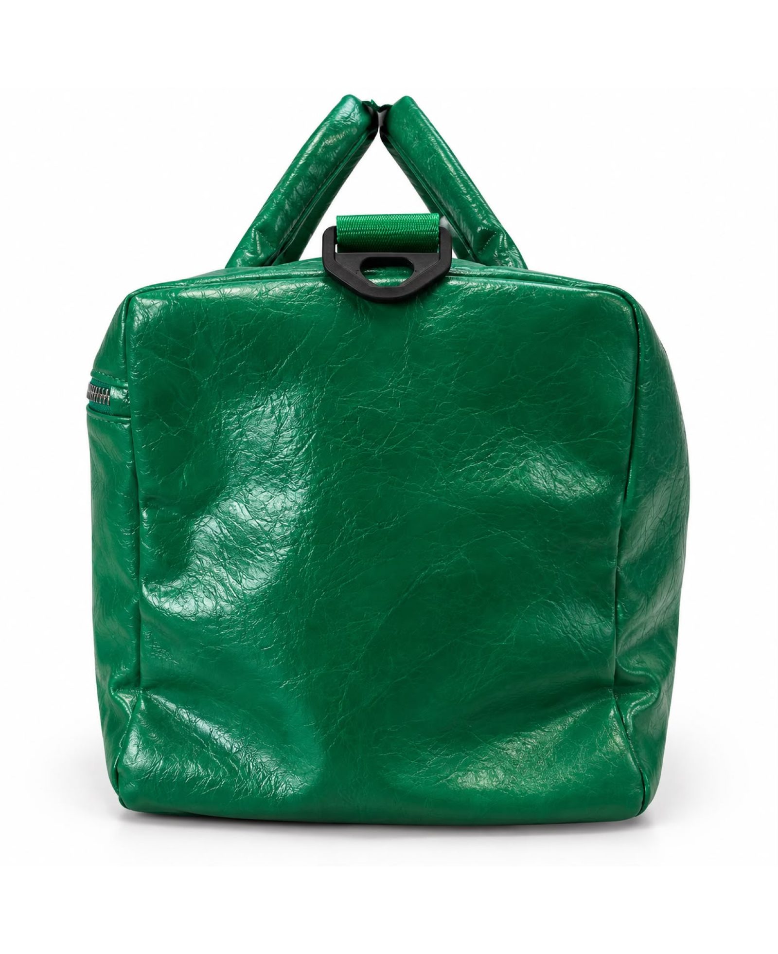 Green leather duffle bag