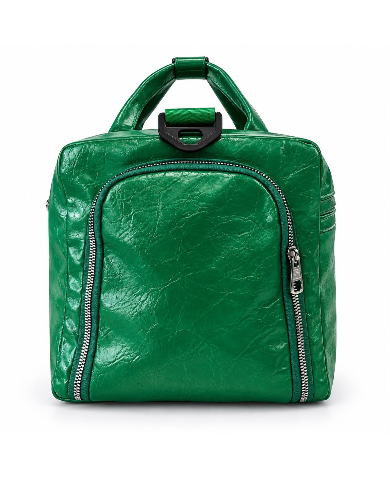 Green leather duffle bag