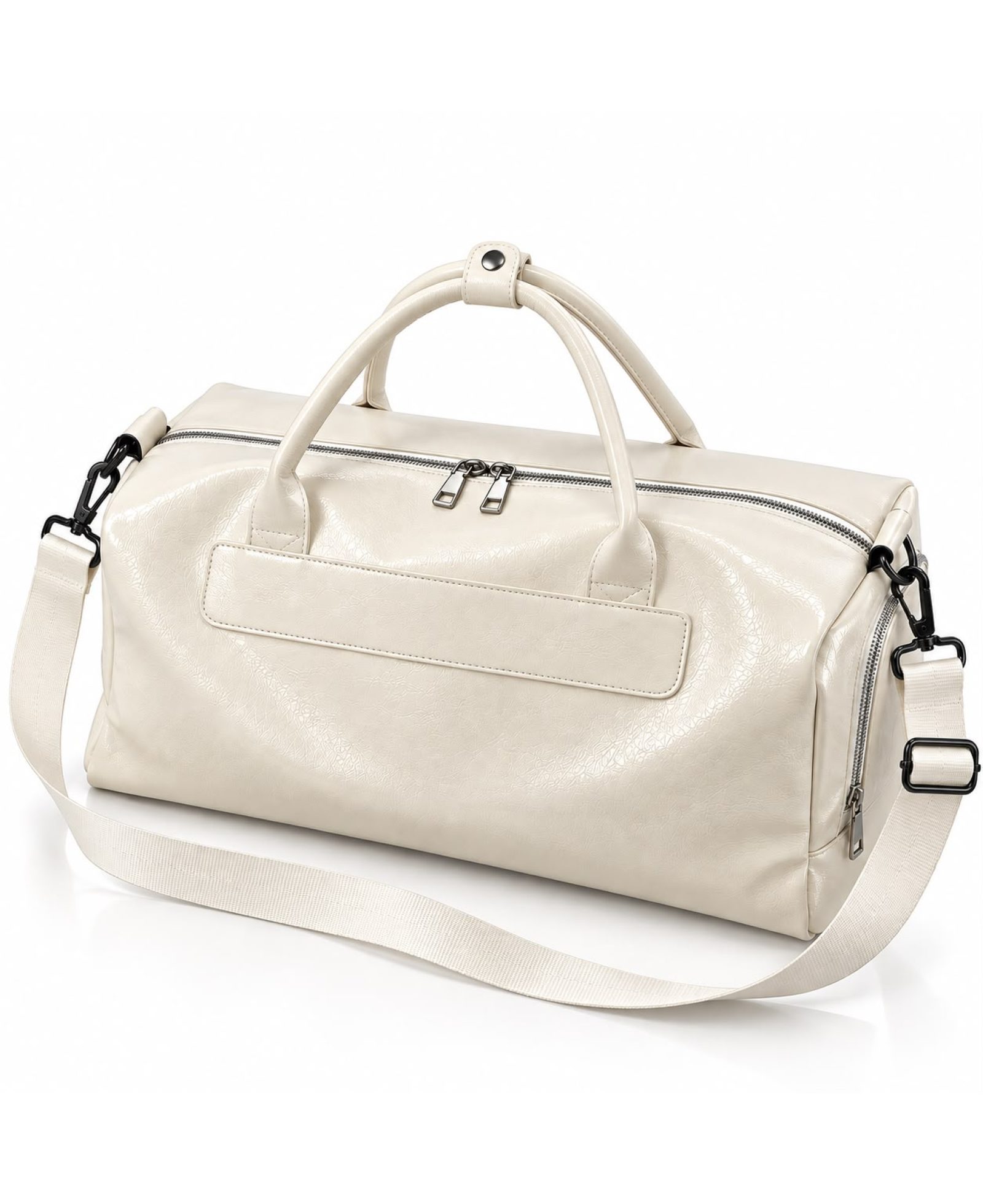 Off white leather duffle bag