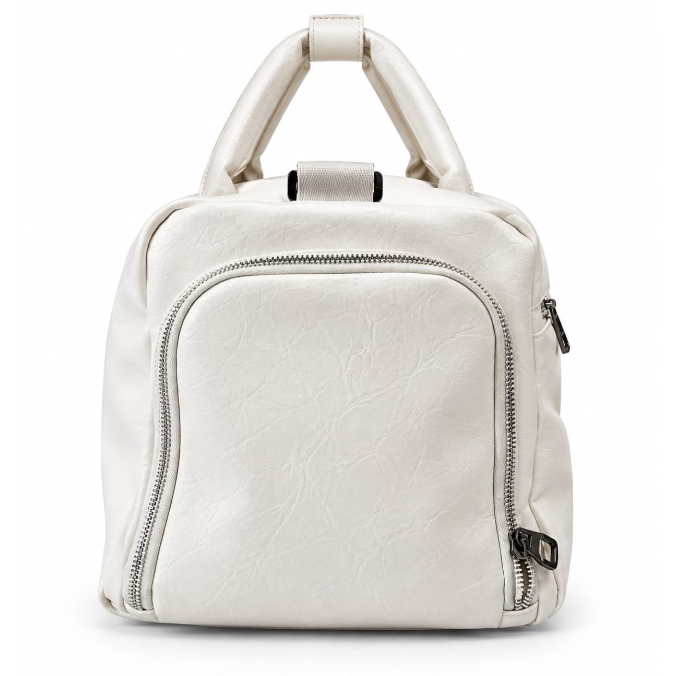 Off white leather duffle bag